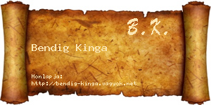 Bendig Kinga névjegykártya